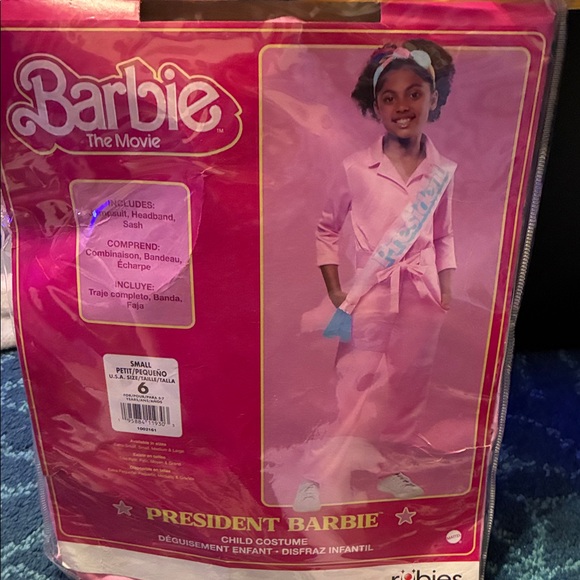 NWT Girls Barbie Movie President Barbie Costume Jumpsuit with Headband and Sash - Picture 8 of 10